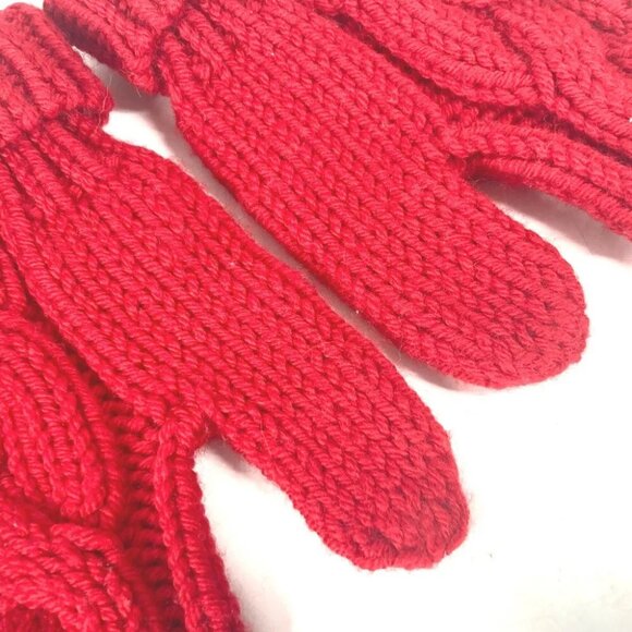 LOUIS VUITTON logo Mitten accessories with badge gloves wool Red - Picture 4 of 11